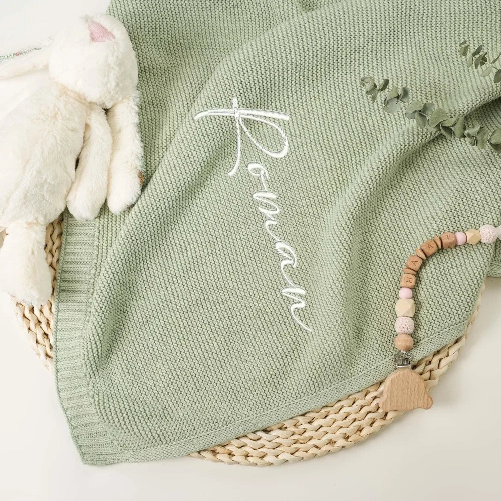 Personalized Knitted Nursery Throw