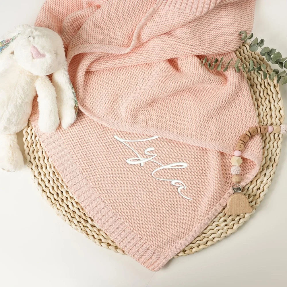 Personalized Knitted Nursery Throw