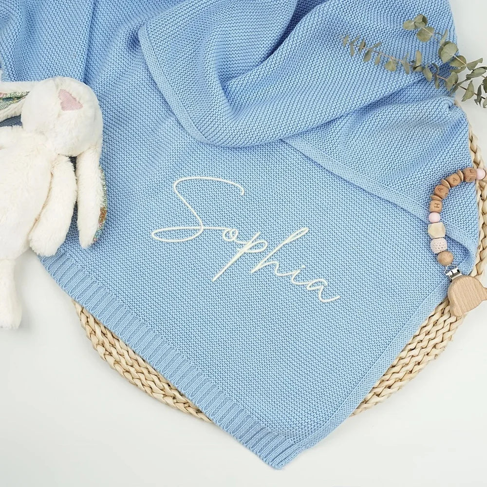 Personalized Knitted Nursery Throw
