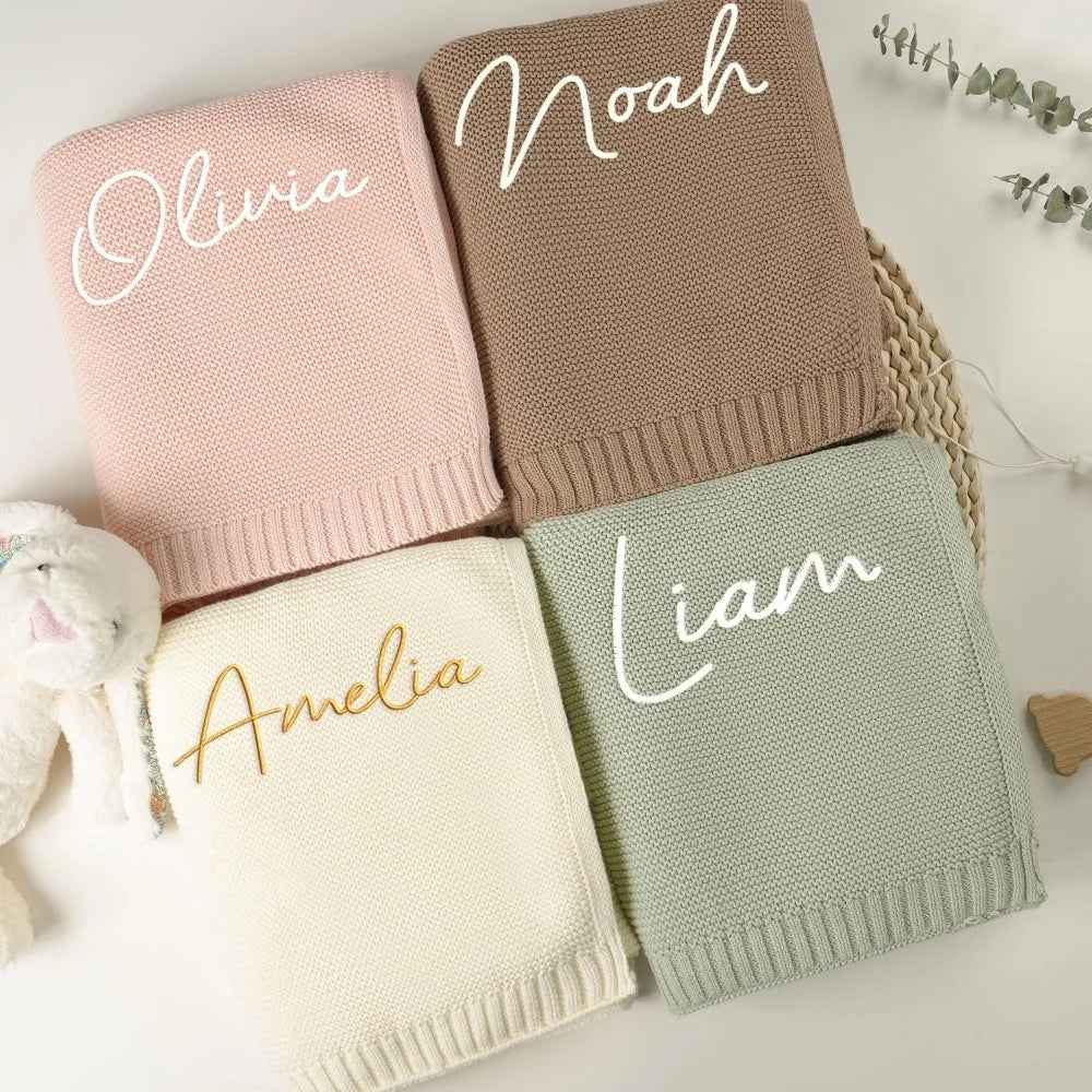 Personalized Knitted Nursery Throw