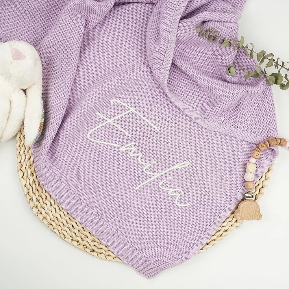 Personalized Knitted Nursery Throw